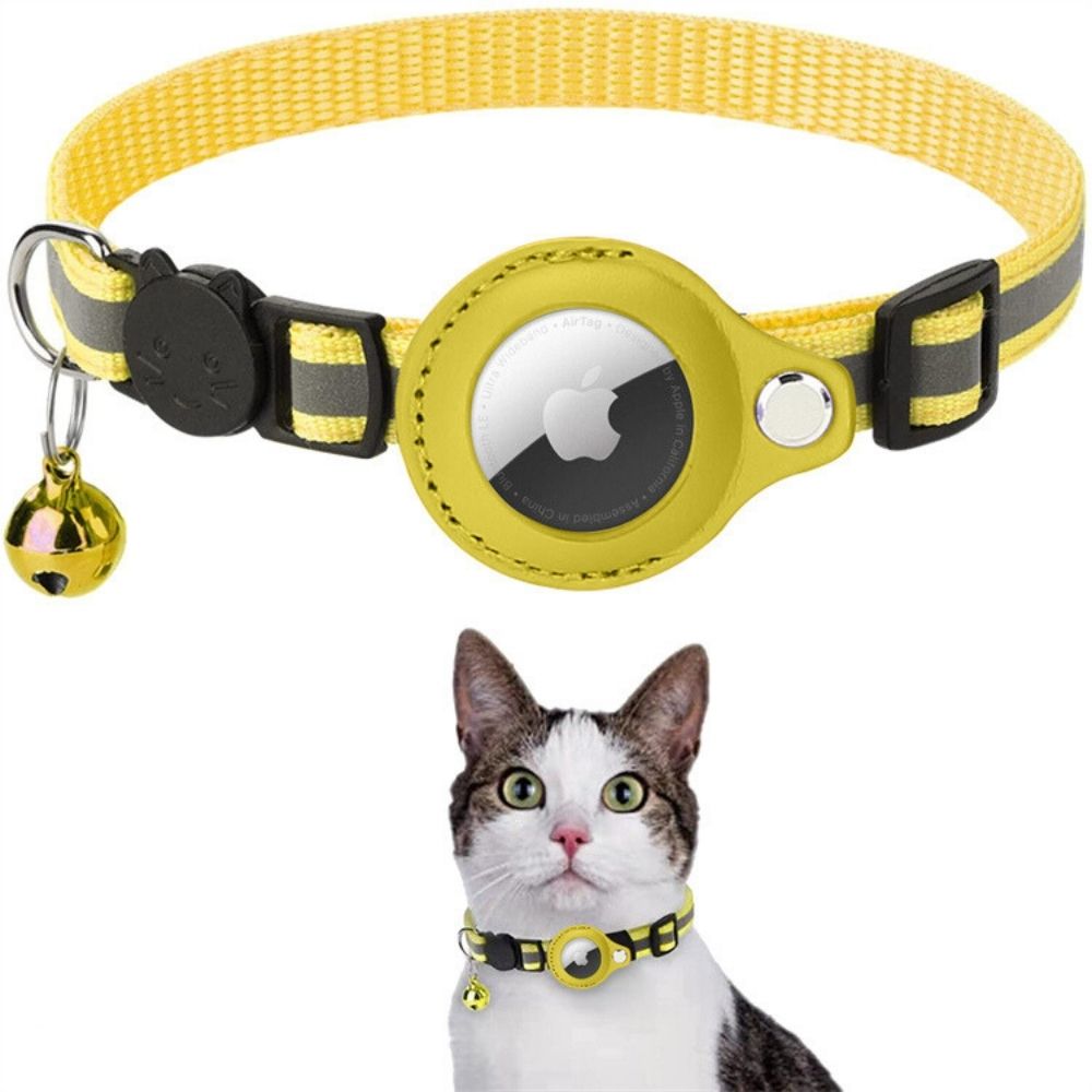 Reflective Cat Collar with GPS Tracker Holder and Safety Closure – Adjustable Night Visibility Collar with Bell