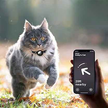Reflective Cat Collar with GPS Tracker Holder and Safety Closure – Adjustable Night Visibility Collar with Bell