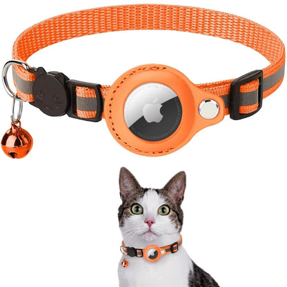 Reflective Cat GPS Tracker Collar with Breakaway Buckle – Adjustable Nylon Design for Safety and Visibility